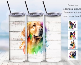 Watercolor Dog Breed Tumbler: Personalized Pet Lover Gift