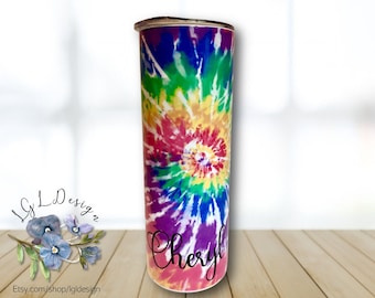 Tie Dye Tumbler Cup with Straw and Lid: Insulated Stainless Steel