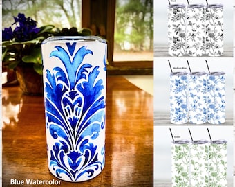 Chinoiserie Toile Insulated Tumbler: Stainless Steel Cup