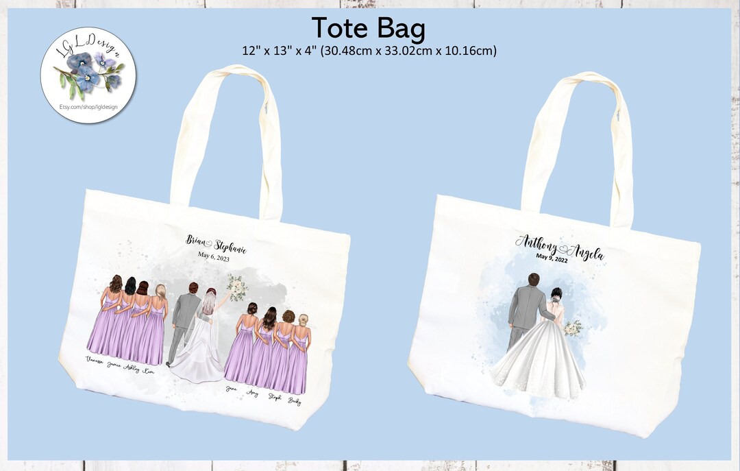 Wedding Drawing tote bag, Personalized Wedding Tote Bag, Gift For Bride ...
