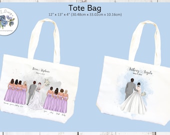 Custom Wedding Portrait Tote Bag: Personalized Bridal Party Gift