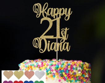 Personalized Glitter Birthday Cake Topper: Custom Name & Age