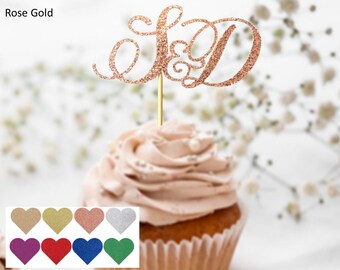 Glitter Initial Cupcake Toppers: Bridal Shower/Wedding Decor, Set of 10