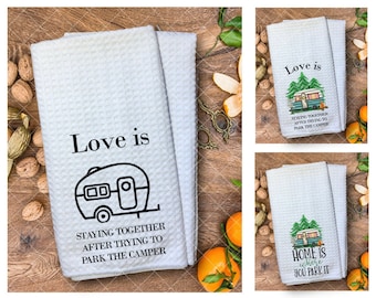 Humerous Camper Tea Towel, Humorous Trailer Tea Towels, Funny Camping Tea Towels, Funny Kitchen Towels