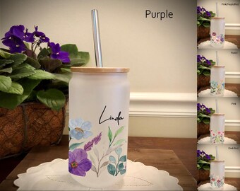 Personalized floral Frosted tumbler