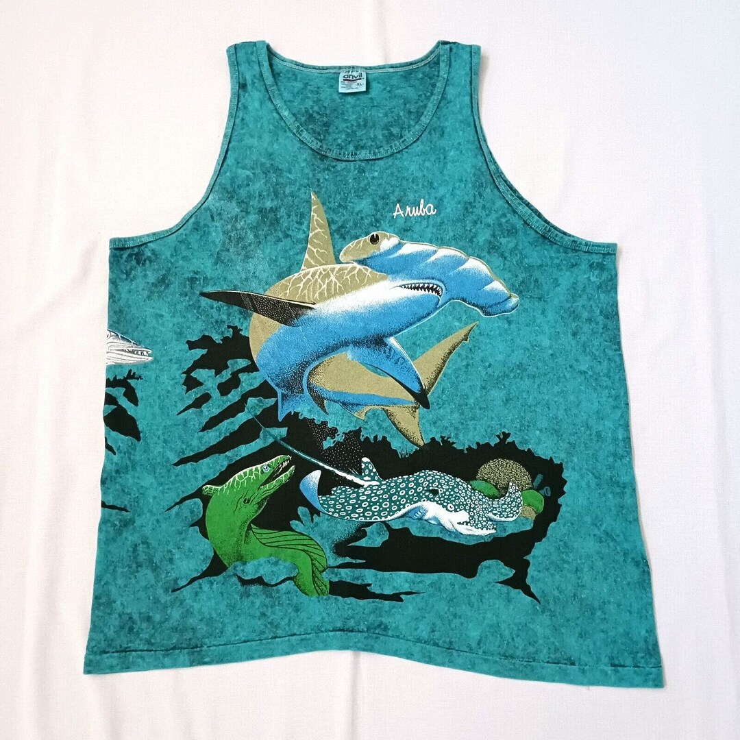 Vintage Aruba Hammerhead Shark Ray Eel Tank Top Anvil Size XL Etsy