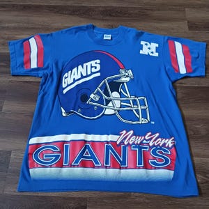 Camiseta vintage de los New York Giants para adultos, talla L, años 90, Salem Sportswear, estampado integral de la NFL