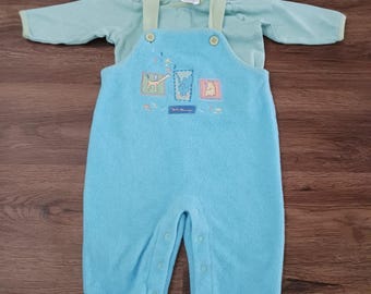 Carters John Lennon Baby Boy Fleece Overalls Elephant Rhino Giraffe Outfit 6-9