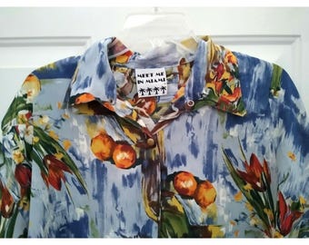 vintage Meet Me In Miami Snap Shirt Tunique fleurie colorée Grande taille Cruisewear