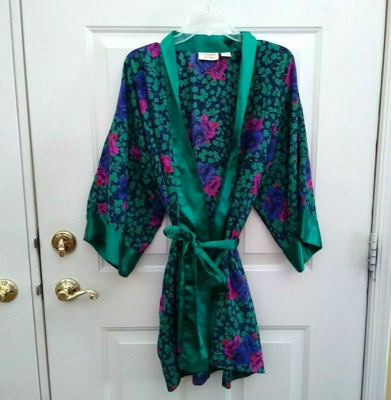 Vtg Victorias Secret Kimono Robe One Size Green Floral Gold | Etsy