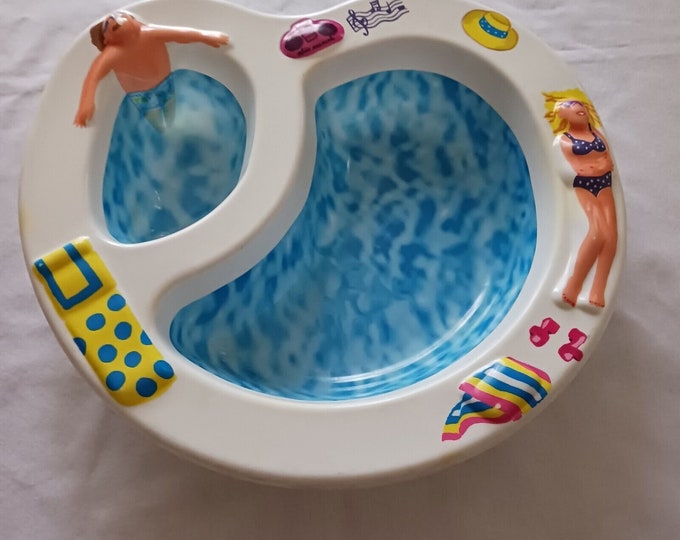 Vintage Swimming Pool Chip N Dip Plastic Bowl 1990s Alice Marcel 14 X
