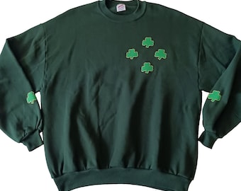 Vintage Jerzees Green St Patricks Shamrocks Size XL Sweatshirt