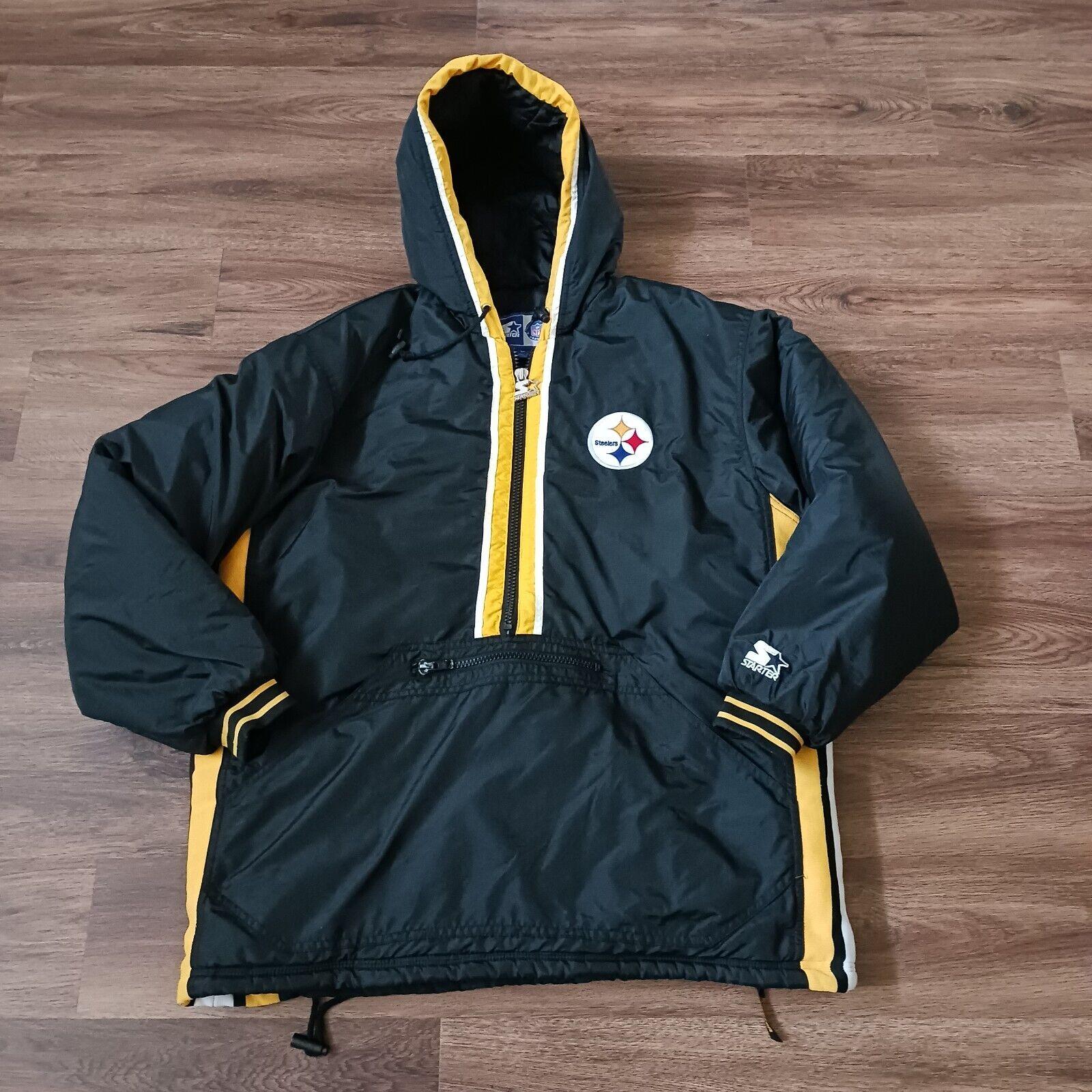 Vintage 90s Starter NFL Pittsburgh Steelers Pullover Hooded Large