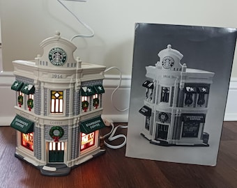 Cafetería Starbucks SNOW VILLAGE Department 56 Original 1995 #54859 Se ilumina