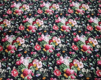 Vintage Ralph Lauren Cossette Isadora König Bettbezug Schwarz Floral