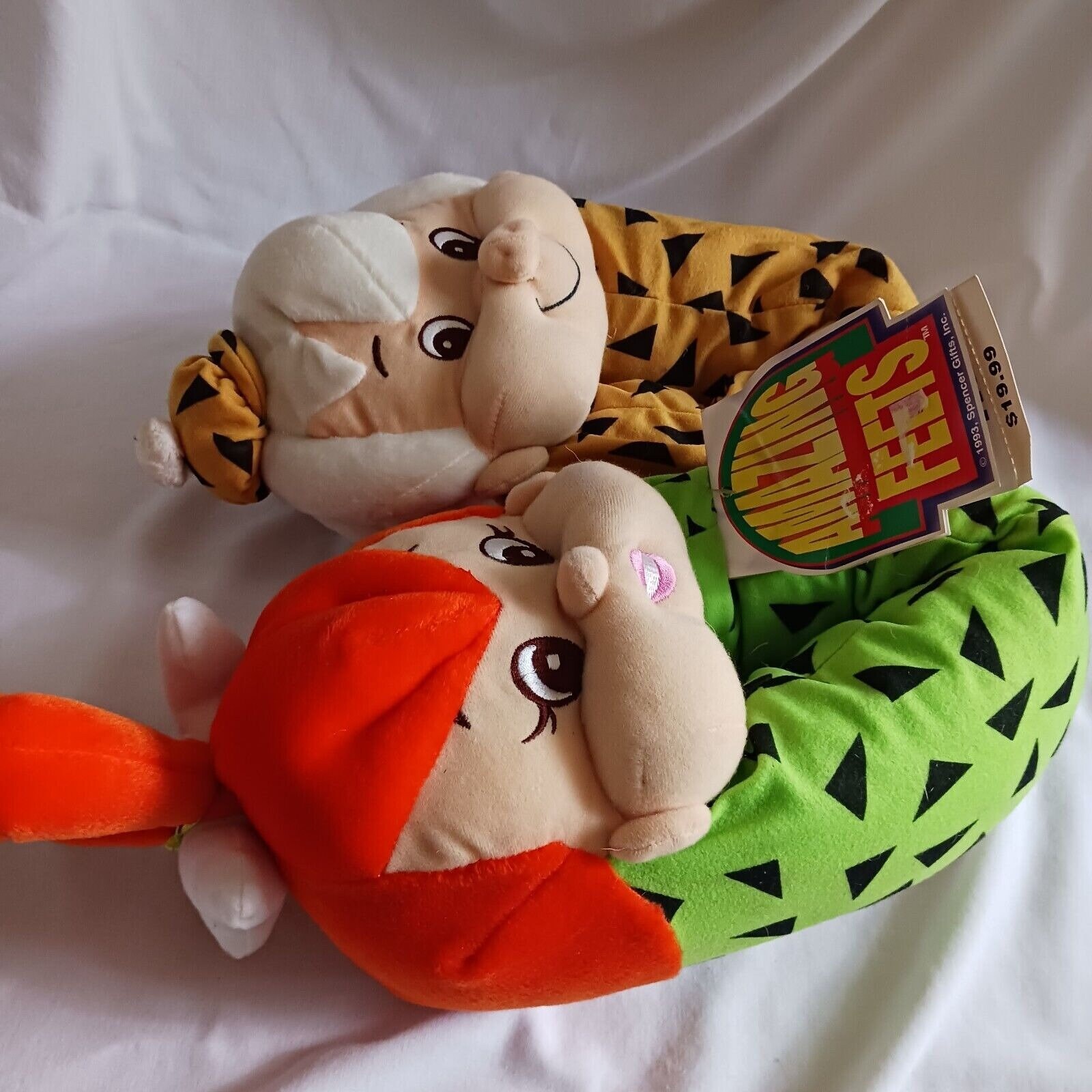 Vtg Flinstones Pebbles Bam Bam Plush Women's Slippers 78 Etsy