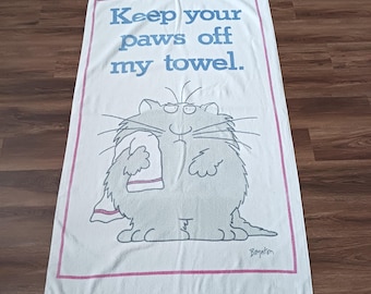 Vintage Sandra Boynton Håll dina tassar borta från min handduk Kattstrandhandduk 35 x 58