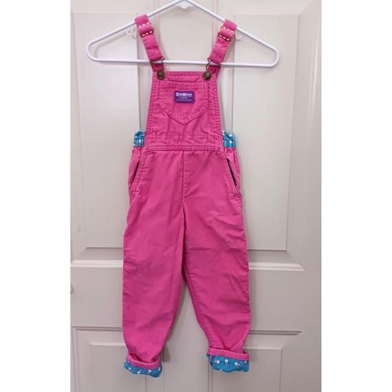 Vintage 80s USA OshKosh B'Gosh Pink Overalls Girls Sz… - Gem