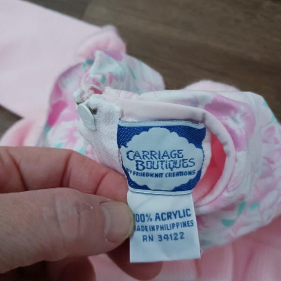 Vintage 12 Mo Carriage Boutiques Pink One Piece Footed Romper Sweater Heart View 5