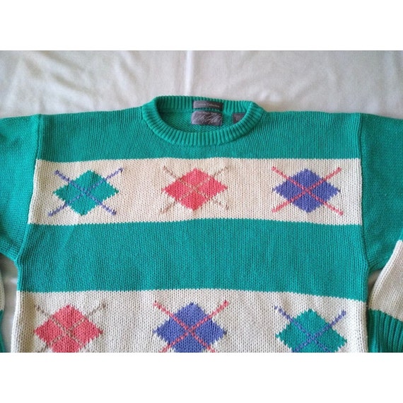 Preppy Sweater Vintage Argyle Colorful Lord & Tay… - image 1