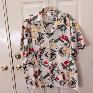 Vintage 90&#39;s Hana Fashion Hawaiian Aloha Shirt Size XL Made in Hawaii Parrots