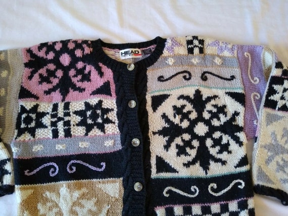 Vintage 80s 90s 100% Wool Long Cardigan Sweater C… - image 3