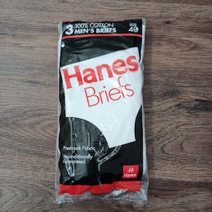 Pack of 3 Mens 1992 Hanes Cotton Briefs Underwear Tighty Whities Size 40 NOS