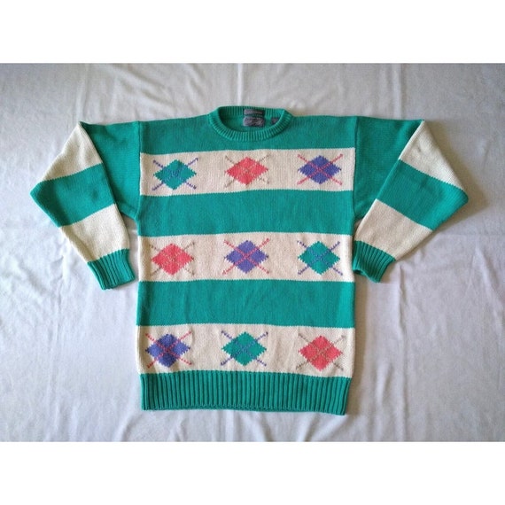 Preppy Sweater Vintage Argyle Colorful Lord & Tay… - image 2