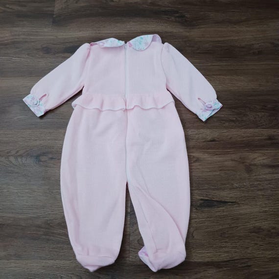 Vintage 12 Mo Carriage Boutiques Pink One Piece Footed Romper Sweater Heart View 6