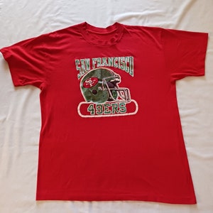 Vintage San Francisco 49ers Helmet Red T-Shirt Medium Single Stitch
