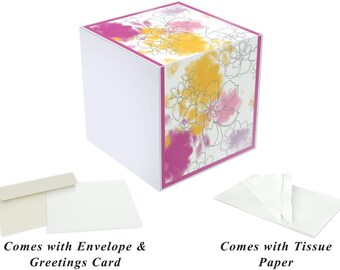 EZ Gift Box Rita Carmen 10x10x8 No Wrapping Needed Pops Up In Seconds Greeting Card and Envelope. Comes with Tissue Paper