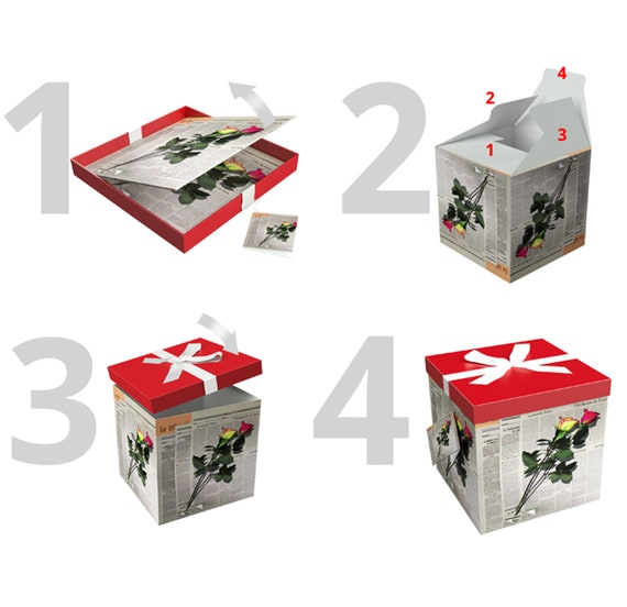 Large Gift Box With Lid Les Roses Decorative Ribbon Etsy