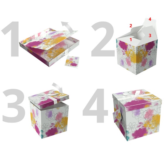 Gift Ideas Christmas Gift Box Ribbon No GlueTape Required and Tissue Paper Gift Tag Gift Box with Lid Starlight 10x10x10