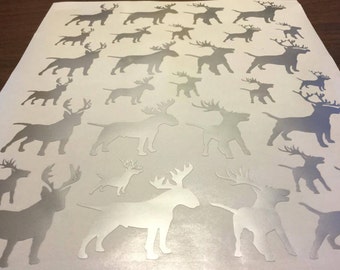 Bull Terrier Reindeer - Metallic Silver or Metallic Gold Peel and Stick Decals