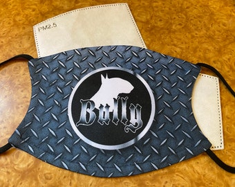 Bull Terrier "BULLY" Polyester adult face mask with filters and Streamline Bully Decal
