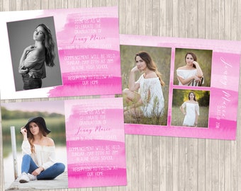 Meisjes roze Ombre grad uitnodigen / / instant digitale download / / aanpasbare