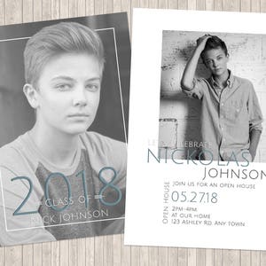 Modern grad invite, customize for boys or girls!