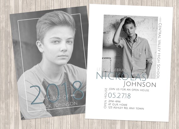 Modern grad invite, customize for boys or girls!
