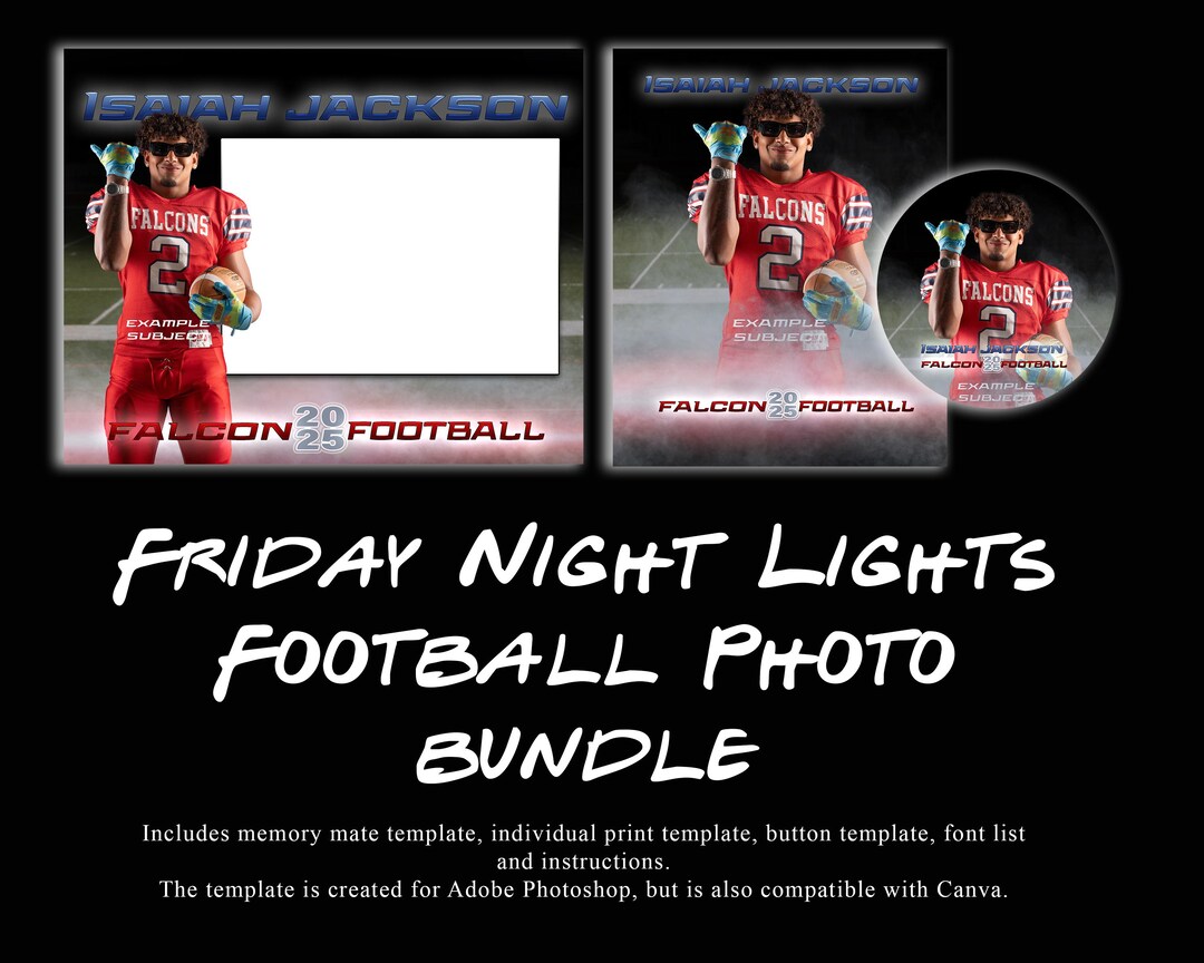 Friday Night Lights Memory Mate, Print, and Button Template Bundle for ...