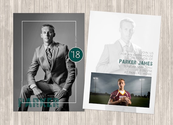 Modern grad invite for boys or girls // Instant download // customizable
