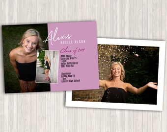 May include: Graduation announcement for Alexis Noelle Olson, Class of 2017. The announcement includes a photo of Alexis, the date and time of the open house and ceremony, and the location of the events.
