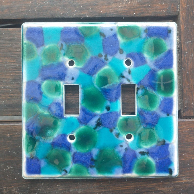Blue sea glass ceramic switchplate / light switch cover Etsy