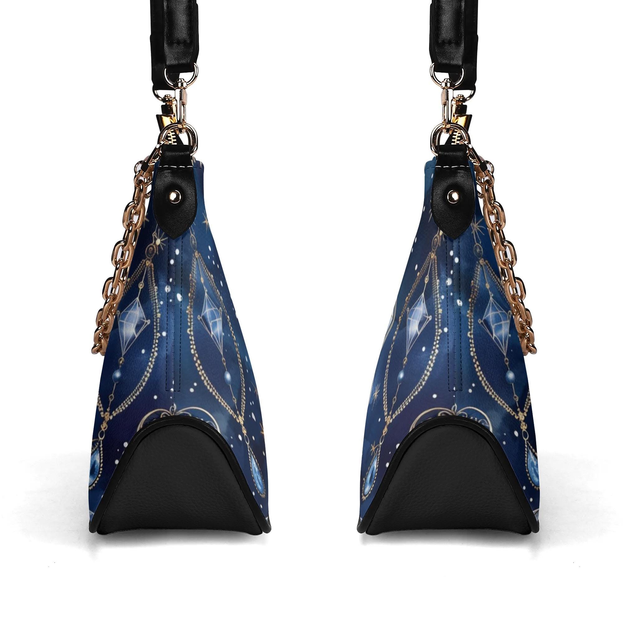 Moon applique gradient PU crossbody handbag