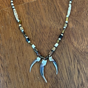 Real Badger Claw and Bone Bead Necklaces with Sterling Silver Findings You Pick