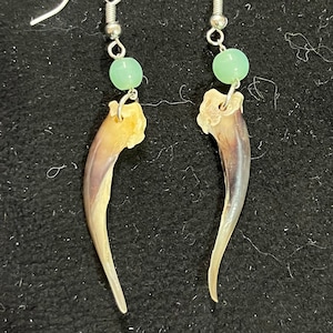 Real XS Badger Claw and Jade Earrings