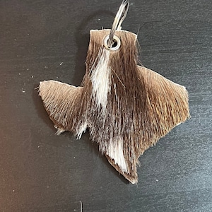 Real Axis Deer Hide Keychain Texas Shaped