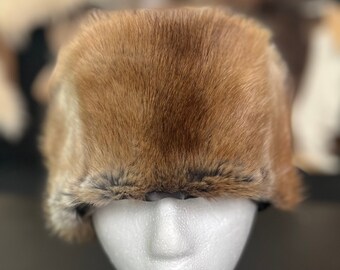 Mint Brown Muskrat Fur Hat Cap Women Woman Size All - Etsy display picture 1