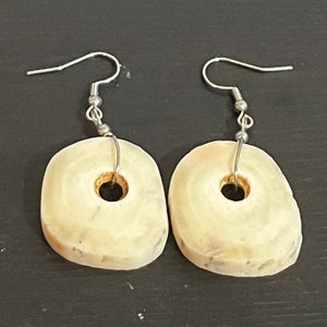 Realistic Ivory Earrings (Axis Deer Antler) on Stainless Steel 2 Sizes
