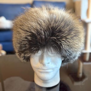 Vintage Real Fur Hat Silver Gray | Plush Winter Pillbox | Luxe Cold Cuffed Pillbox, Reversible (Solid or Two-Tone) - Fox Faux  main image 2