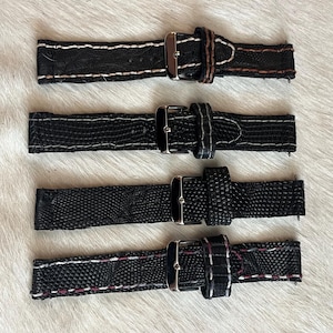 Handmade Genuine Lizard Skin 20mm Watch Bands With Buckle Hand Stitched, Soft Lambskin Interior